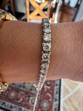 Stunning 6 CT Natural Diamonds Tennis Bracelet 8” 14K WG 51 Round Diamonds 17.4g